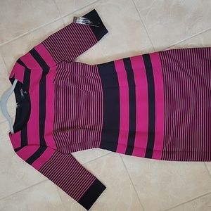 Tahari magenta navy striped dress NWT size 4
